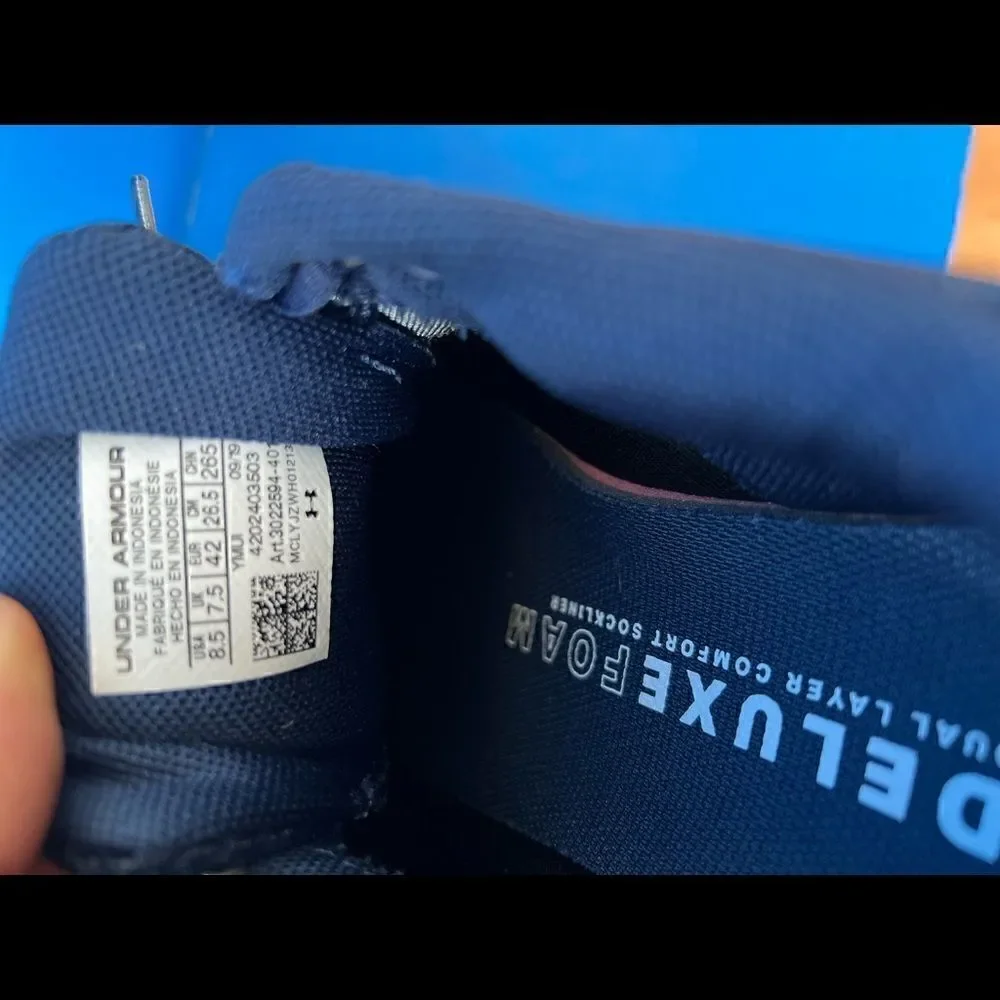 Under Armour Charged Pursuit 2 Training Siz 8.5 Navy Shoes # 3022594-401 - Men's